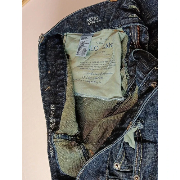 AMERICAN EAGLE OUTFITTERS ARTIST STRETCH DARK BLUE JEAN 4R Y2K Streetwear - Picture 7 of 12